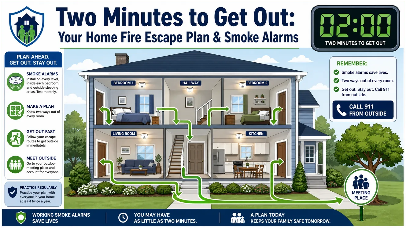 Two Minutes to Get Out: Your Home Fire Escape Plan & Smoke Alarms